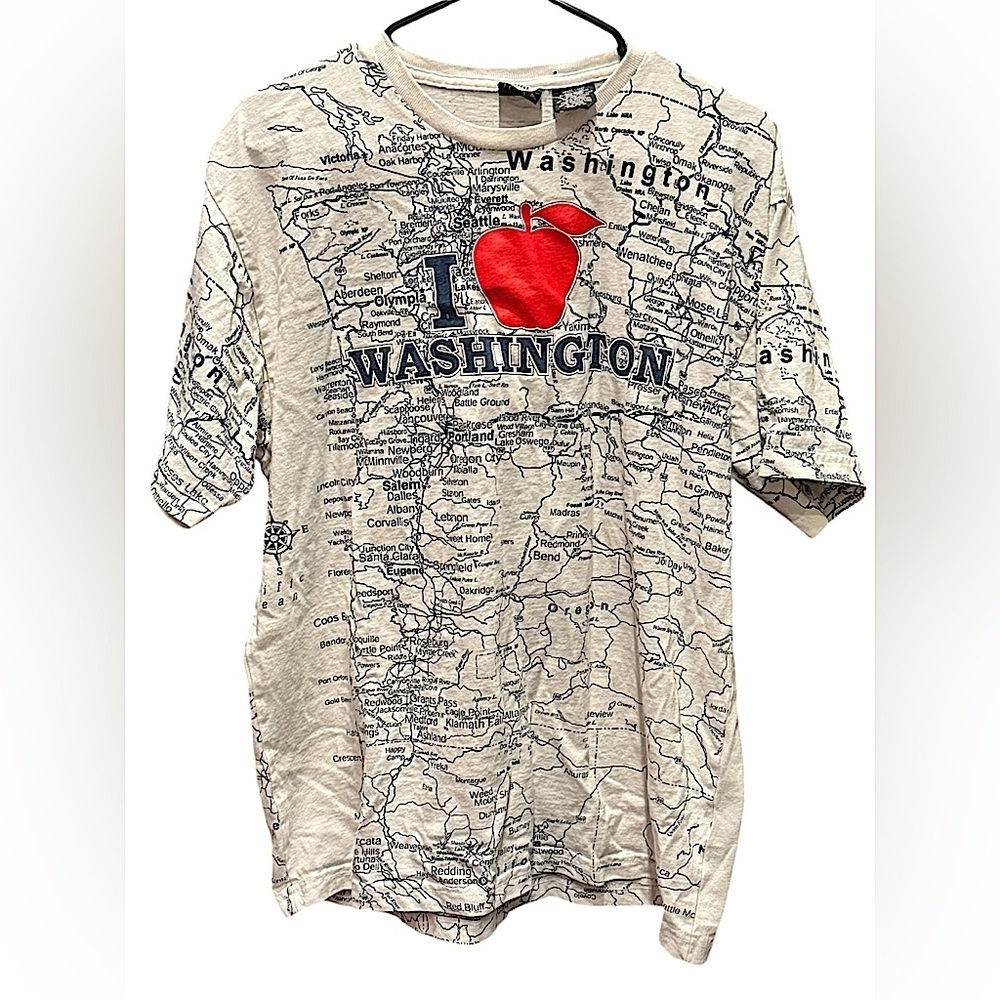 I Love Washington Map T-Shirt LARGE
